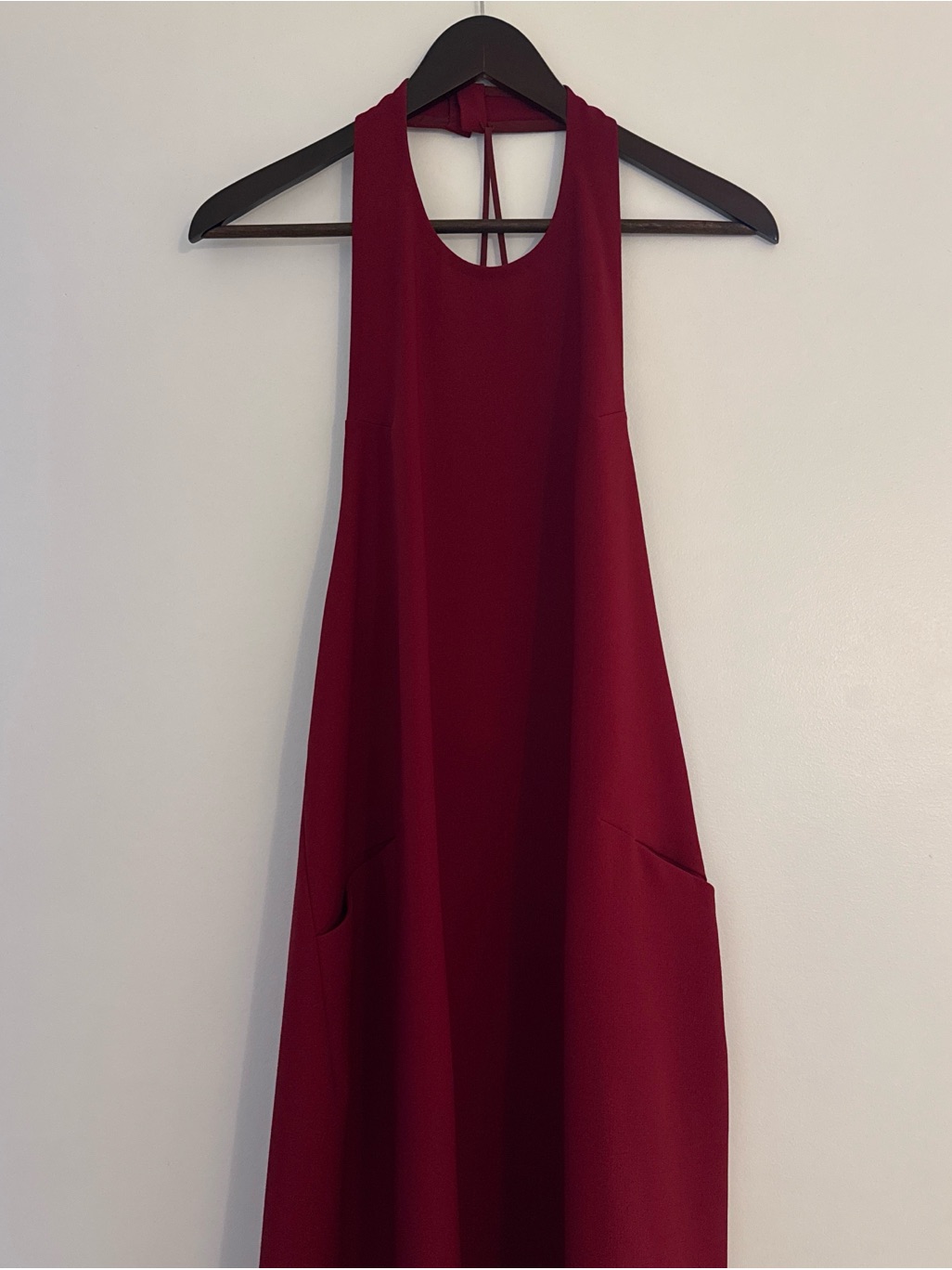 Weed Halter Overall Pocket Dress W/ Removable Straps In Red — image 6 of 8